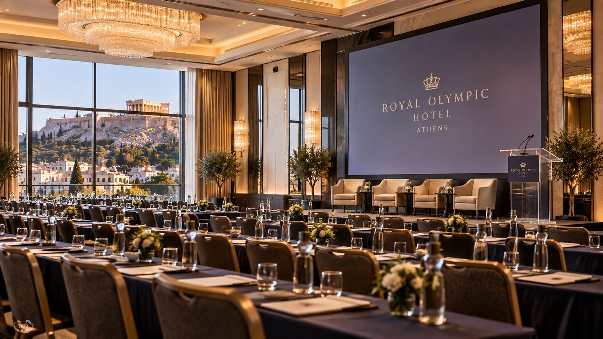 The congress hall at the Royal Olympic Hotel, set for the EAPM Delegates Assembly