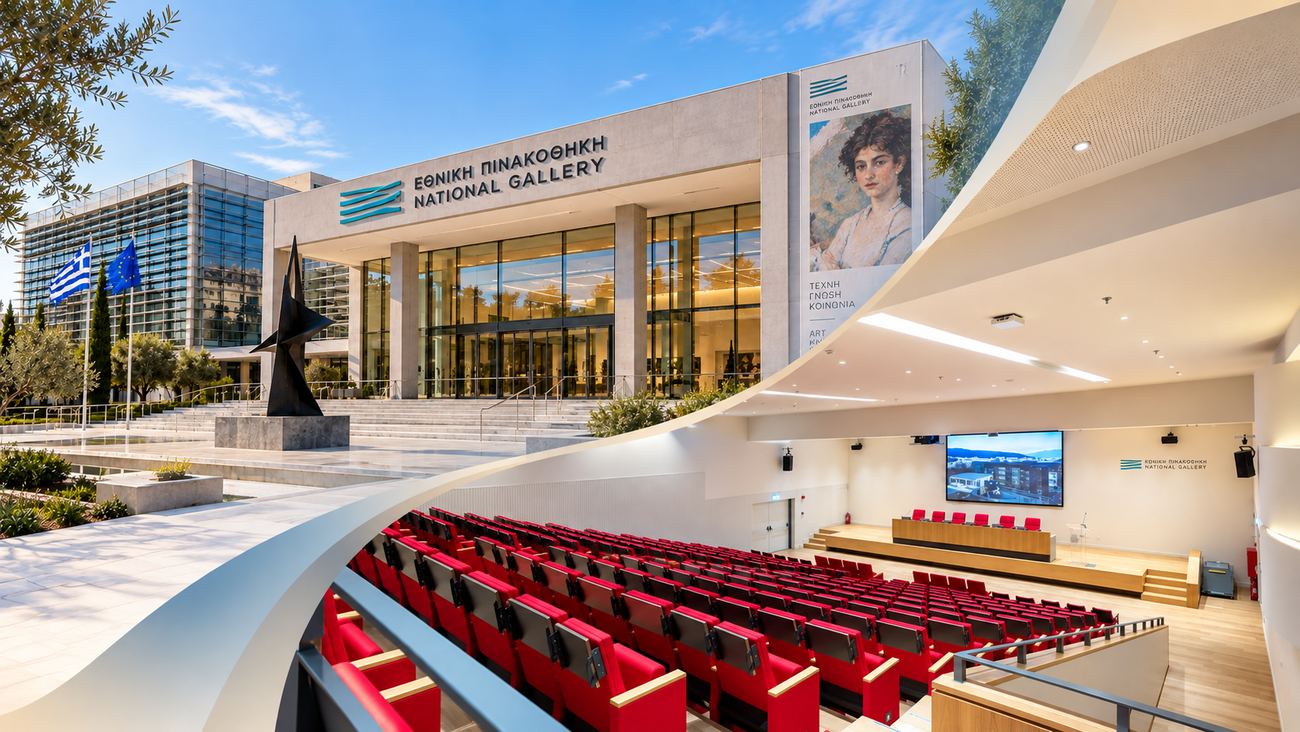 The National Gallery of Greece and its auditorium, the venue for the Pay Transparency conference